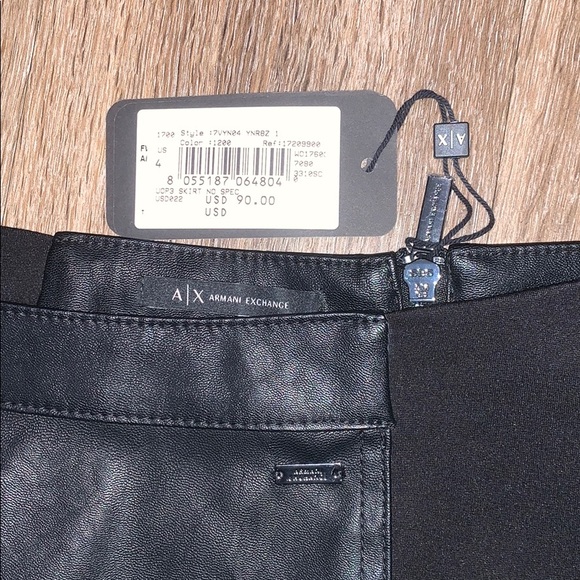Armani Exchange Faux Leather Panel Skirt - Picture 3 of 5